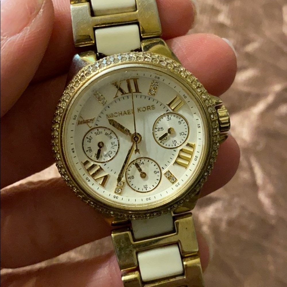 Michael Kors gold and white watch